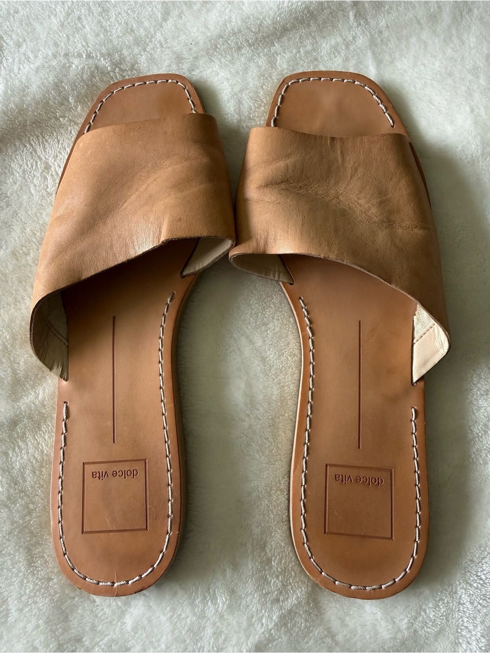 Dolce Vita Cato Women's Cognac Leather Slide Sandal - Picture 2 of 4